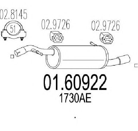 Toba esapament finala MTS 01.60922</br>Piesa auto pentru Sistemul de esapament Toba esapament finala MTS 01.60922</br>Piesa auto pentru Sistemul de esapament