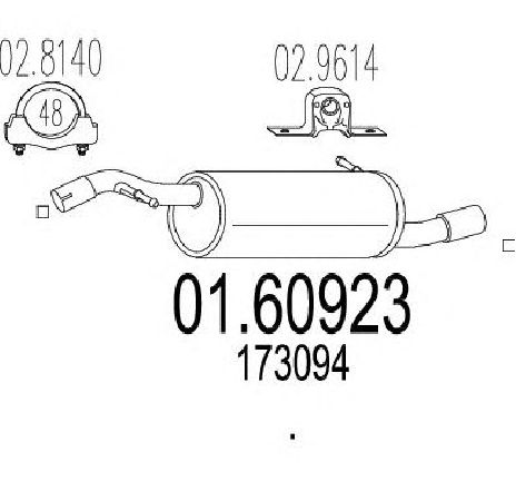 Toba esapament finala MTS 01.60923</br>Piesa auto pentru Sistemul de esapament Toba esapament finala MTS 01.60923</br>Piesa auto pentru Sistemul de esapament