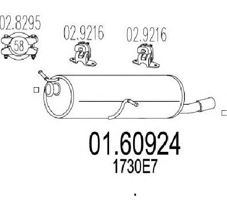 Toba esapament finala MTS 01.60924</br>Piesa auto pentru Sistemul de esapament Toba esapament finala MTS 01.60924</br>Piesa auto pentru Sistemul de esapament