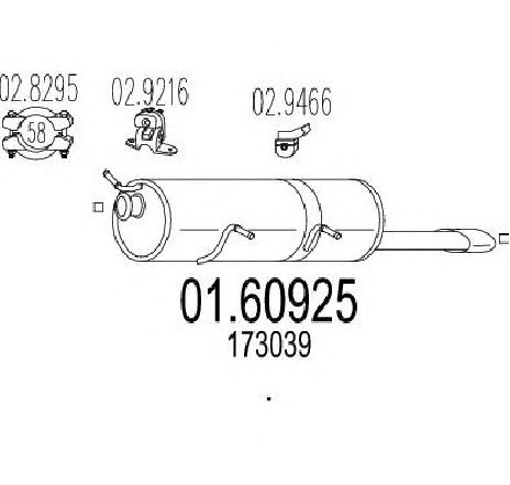 Toba esapament finala MTS 01.60925</br>Piesa auto pentru Sistemul de esapament Toba esapament finala MTS 01.60925</br>Piesa auto pentru Sistemul de esapament