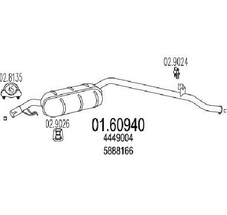 Toba esapament finala MTS 01.60940</br>Piesa auto pentru Sistemul de esapament Toba esapament finala MTS 01.60940</br>Piesa auto pentru Sistemul de esapament