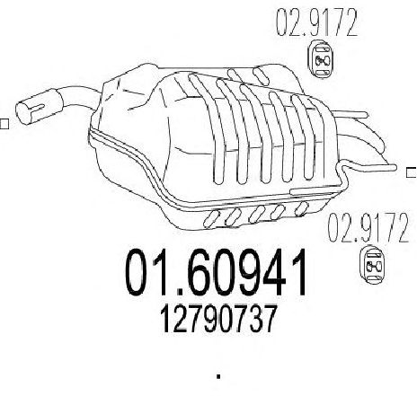 Toba esapament finala MTS 01.60941</br>Piesa auto pentru Sistemul de esapament Toba esapament finala MTS 01.60941</br>Piesa auto pentru Sistemul de esapament