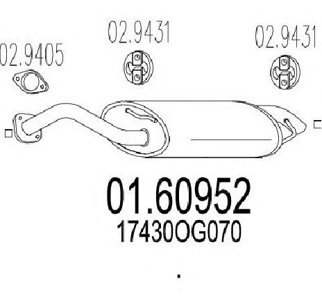 Toba esapament finala MTS 01.60952</br>Piesa auto pentru Sistemul de esapament Toba esapament finala MTS 01.60952</br>Piesa auto pentru Sistemul de esapament