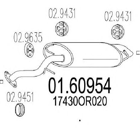 Toba esapament finala MTS 01.60954</br>Piesa auto pentru Sistemul de esapament Toba esapament finala MTS 01.60954</br>Piesa auto pentru Sistemul de esapament
