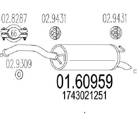 Toba esapament finala MTS 01.60959</br>Piesa auto pentru Sistemul de esapament Toba esapament finala MTS 01.60959</br>Piesa auto pentru Sistemul de esapament