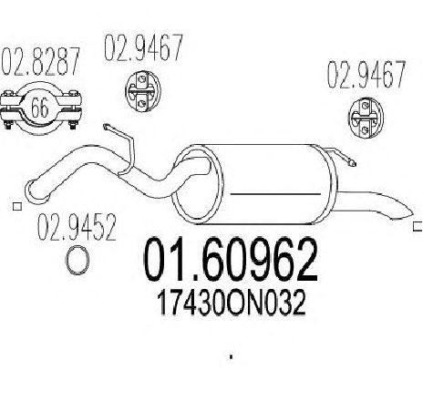 Toba esapament finala MTS 01.60962</br>Piesa auto pentru Sistemul de esapament Toba esapament finala MTS 01.60962</br>Piesa auto pentru Sistemul de esapament