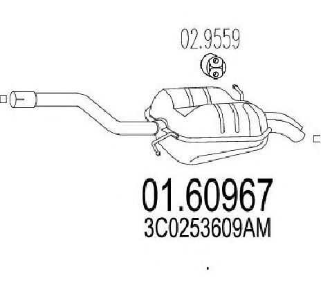 Toba esapament finala MTS 01.60967</br>Piesa auto pentru Sistemul de esapament Toba esapament finala MTS 01.60967</br>Piesa auto pentru Sistemul de esapament