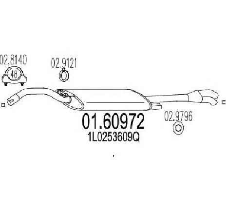 Toba esapament finala MTS 01.60972</br>Piesa auto pentru Sistemul de esapament Toba esapament finala MTS 01.60972</br>Piesa auto pentru Sistemul de esapament