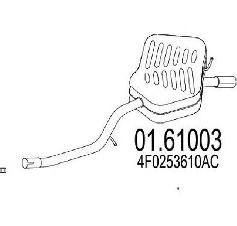 Toba esapament finala MTS 01.61003</br>Piesa auto pentru Sistemul de esapament Toba esapament finala MTS 01.61003</br>Piesa auto pentru Sistemul de esapament
