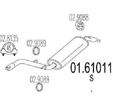 Toba esapament finala MTS 01.61011</br>Piesa auto pentru Sistemul de esapament Toba esapament finala MTS 01.61011</br>Piesa auto pentru Sistemul de esapament