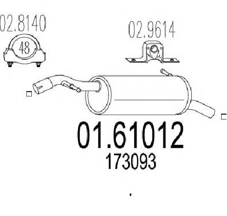 Toba esapament finala MTS 01.61012</br>Piesa auto pentru Sistemul de esapament Toba esapament finala MTS 01.61012</br>Piesa auto pentru Sistemul de esapament