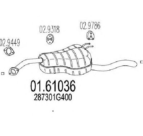 Toba esapament finala MTS 01.61036</br>Piesa auto pentru Sistemul de esapament Toba esapament finala MTS 01.61036</br>Piesa auto pentru Sistemul de esapament