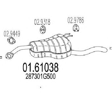 Toba esapament finala MTS 01.61038</br>Piesa auto pentru Sistemul de esapament Toba esapament finala MTS 01.61038</br>Piesa auto pentru Sistemul de esapament