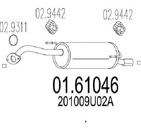 Toba esapament finala MTS 01.61046</br>Piesa auto pentru Sistemul de esapament Toba esapament finala MTS 01.61046</br>Piesa auto pentru Sistemul de esapament