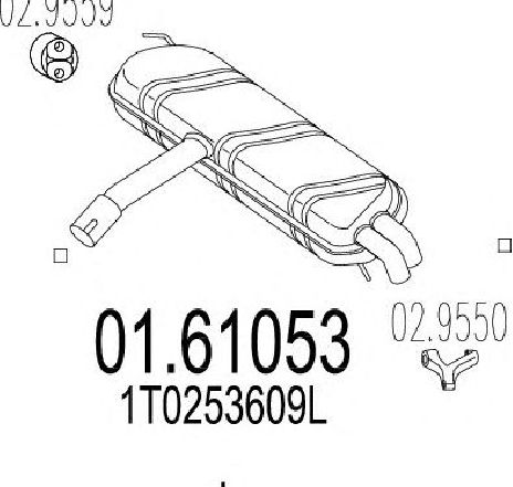 Toba esapament finala MTS 01.61053</br>Piesa auto pentru Sistemul de esapament Toba esapament finala MTS 01.61053</br>Piesa auto pentru Sistemul de esapament