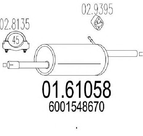 Toba esapament finala MTS 01.61058</br>Piesa auto pentru Sistemul de esapament Toba esapament finala MTS 01.61058</br>Piesa auto pentru Sistemul de esapament