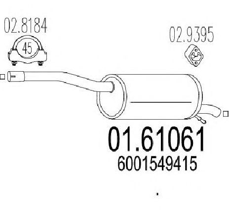 Toba esapament finala MTS 01.61061</br>Piesa auto pentru Sistemul de esapament Toba esapament finala MTS 01.61061</br>Piesa auto pentru Sistemul de esapament