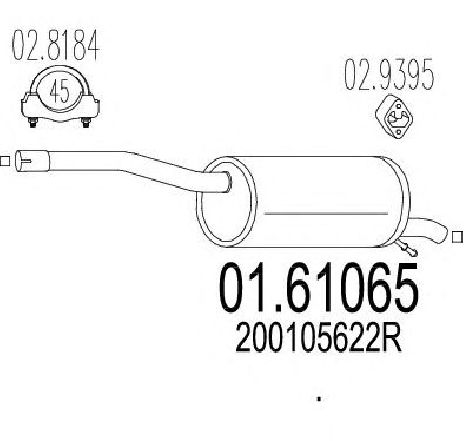Toba esapament finala MTS 01.61065</br>Piesa auto pentru Sistemul de esapament Toba esapament finala MTS 01.61065</br>Piesa auto pentru Sistemul de esapament