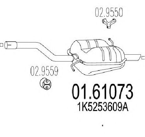 Toba esapament finala MTS 01.61073</br>Piesa auto pentru Sistemul de esapament Toba esapament finala MTS 01.61073</br>Piesa auto pentru Sistemul de esapament