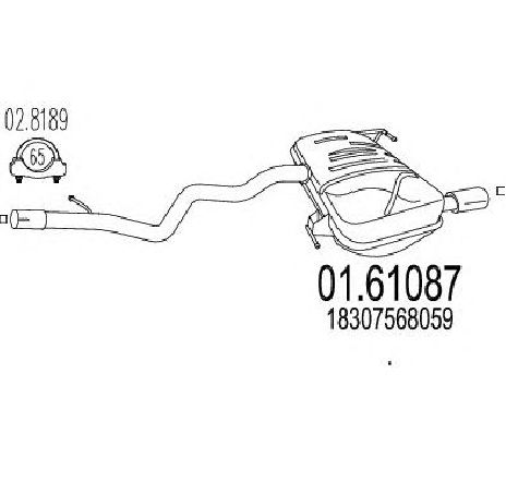 Toba esapament finala MTS 01.61087</br>Piesa auto pentru Sistemul de esapament Toba esapament finala MTS 01.61087</br>Piesa auto pentru Sistemul de esapament
