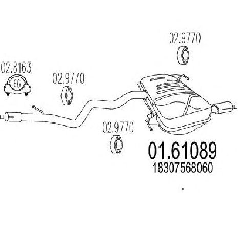 Toba esapament finala MTS 01.61089</br>Piesa auto pentru Sistemul de esapament Toba esapament finala MTS 01.61089</br>Piesa auto pentru Sistemul de esapament