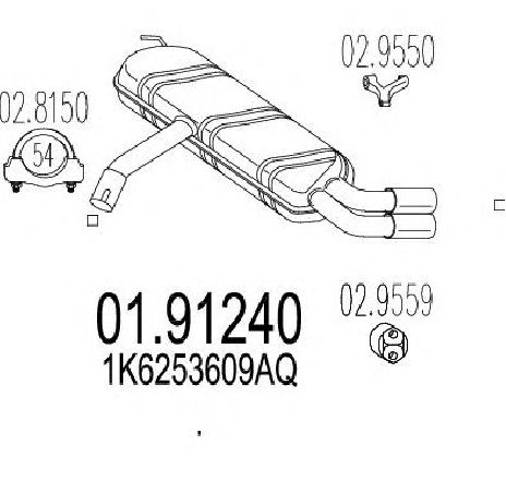 Toba esapament finala MTS 01.91240</br>Piesa auto pentru Sistemul de esapament Toba esapament finala MTS 01.91240</br>Piesa auto pentru Sistemul de esapament