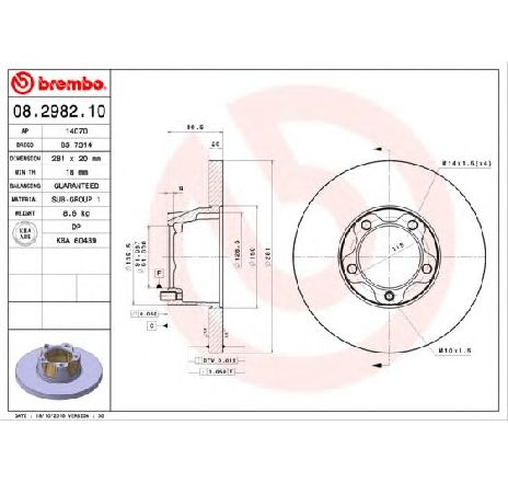 Disc frana BREMBO 08.2982.10</br>Piesa auto pentru Frana disc Disc frana BREMBO 08.2982.10</br>Piesa auto pentru Frana disc