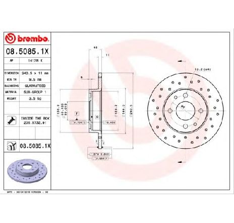 Disc frana BREMBO 08.5085.1X</br>Piesa auto pentru Frana disc Disc frana BREMBO 08.5085.1X</br>Piesa auto pentru Frana disc
