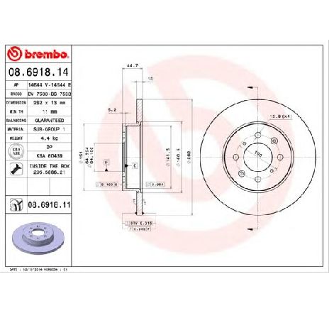 Disc frana BREMBO 08.6918.11 Disc frana BREMBO 08.6918.11