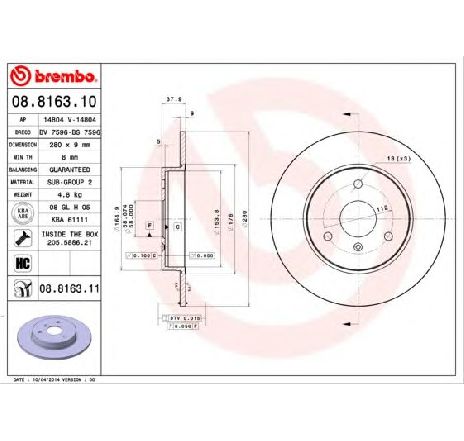 Disc frana BREMBO 08.8163.11 Disc frana BREMBO 08.8163.11