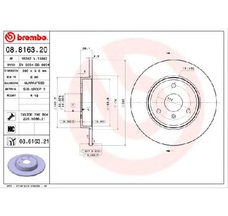 Disc frana BREMBO 08.8163.20 Disc frana BREMBO 08.8163.20