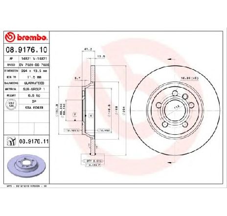 Disc frana BREMBO 08.9176.10 Disc frana BREMBO 08.9176.10
