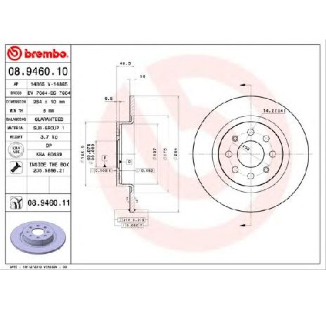 Disc frana BREMBO 08.9460.11</br>Piesa auto pentru Frana disc Disc frana BREMBO 08.9460.11</br>Piesa auto pentru Frana disc