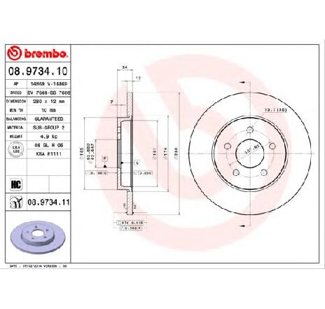 Disc frana BREMBO 08.9734.10 Disc frana BREMBO 08.9734.10