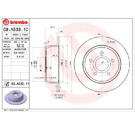 Disc frana BREMBO 08.A533.11 Disc frana BREMBO 08.A533.11