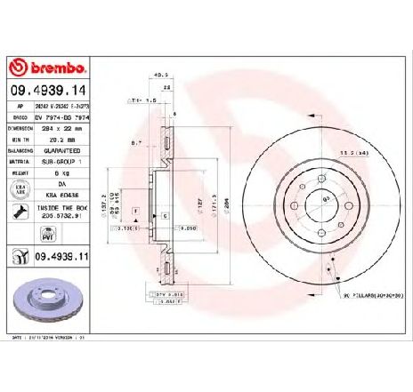 Disc frana BREMBO 09.4939.11</br>Piesa auto pentru Frana disc Disc frana BREMBO 09.4939.11</br>Piesa auto pentru Frana disc