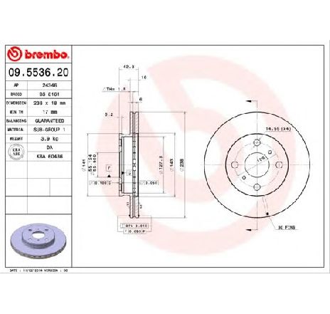 Disc frana BREMBO 09.5536.20 Disc frana BREMBO 09.5536.20