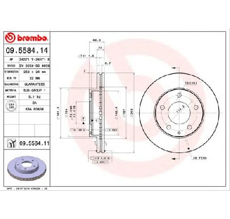 Disc frana BREMBO 09.5584.14</br>Piesa auto pentru Frana disc Disc frana BREMBO 09.5584.14</br>Piesa auto pentru Frana disc