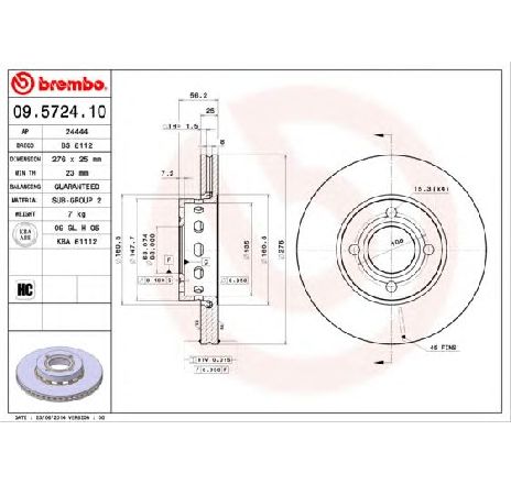 Disc frana BREMBO 09.5724.10 Disc frana BREMBO 09.5724.10