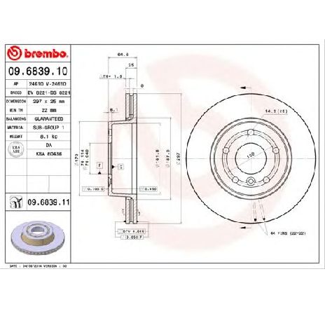 Disc frana BREMBO 09.6839.11 Disc frana BREMBO 09.6839.11