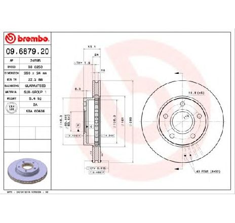 Disc frana BREMBO 09.6879.20 Disc frana BREMBO 09.6879.20