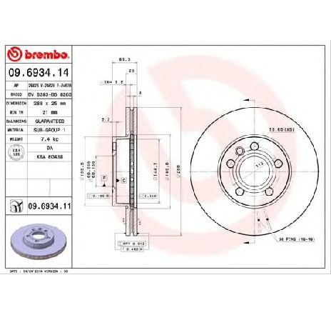 Disc frana BREMBO 09.6934.14 Disc frana BREMBO 09.6934.14