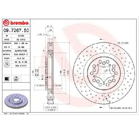 Disc frana BREMBO 09.7267.50</br>Piesa auto pentru Frana disc Disc frana BREMBO 09.7267.50</br>Piesa auto pentru Frana disc