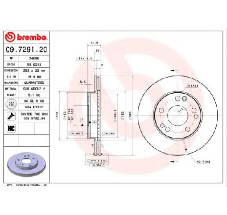 Disc frana BREMBO 09.7291.20 Disc frana BREMBO 09.7291.20