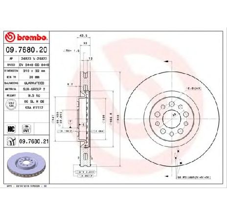 Disc frana BREMBO 09.7680.20 Disc frana BREMBO 09.7680.20