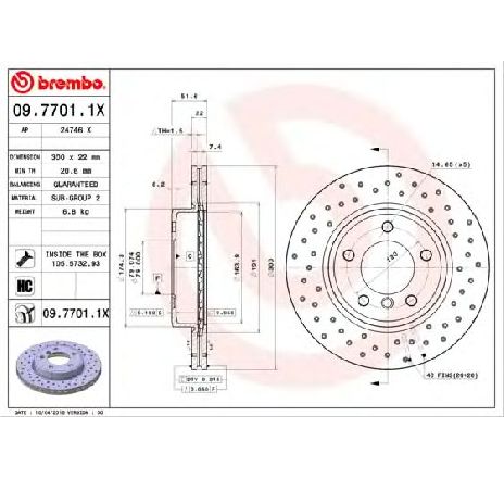 Disc frana BREMBO 09.7701.1X</br>Piesa auto pentru Frana disc Disc frana BREMBO 09.7701.1X</br>Piesa auto pentru Frana disc