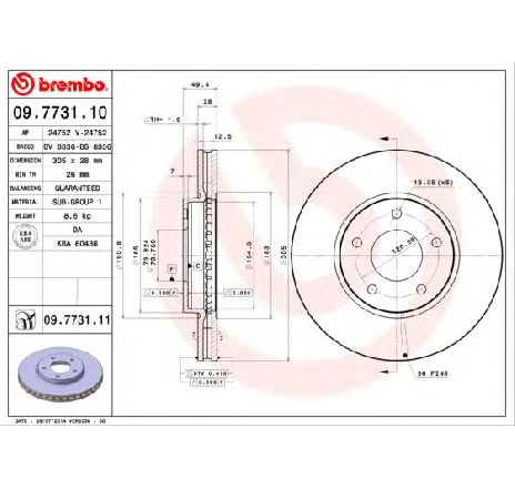 Disc frana BREMBO 09.7731.11 Disc frana BREMBO 09.7731.11