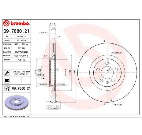 Disc frana BREMBO 09.7880.21</br>Piesa auto pentru Frana disc Disc frana BREMBO 09.7880.21</br>Piesa auto pentru Frana disc