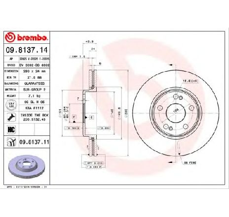 Disc frana BREMBO 09.8137.14 Disc frana BREMBO 09.8137.14