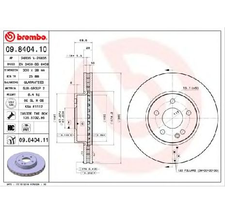 Disc frana BREMBO 09.8404.11</br>Piesa auto pentru Frana disc Disc frana BREMBO 09.8404.11</br>Piesa auto pentru Frana disc